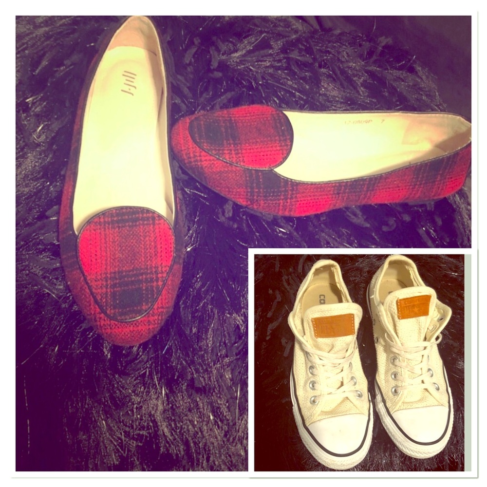 2 pairs of size 7 shoes- Converse & J. Jill